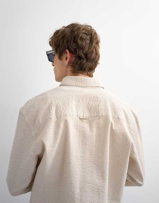 Topman - Chemise courte décontractée en crépon - Taupe, 4 de 5