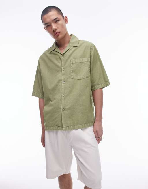 Topman - Chemise décontractée à manches courtes - Kaki délavé