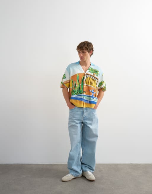 Topman - Chemise décontractée en maille à imprimé jardin - Multicolore, 5 de 5