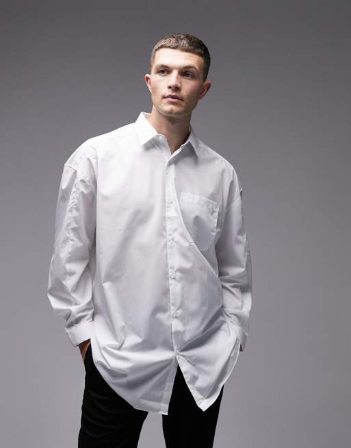 Topman - Chemise habillée ultra oversize à manches longues - Blanc, 4 de 4