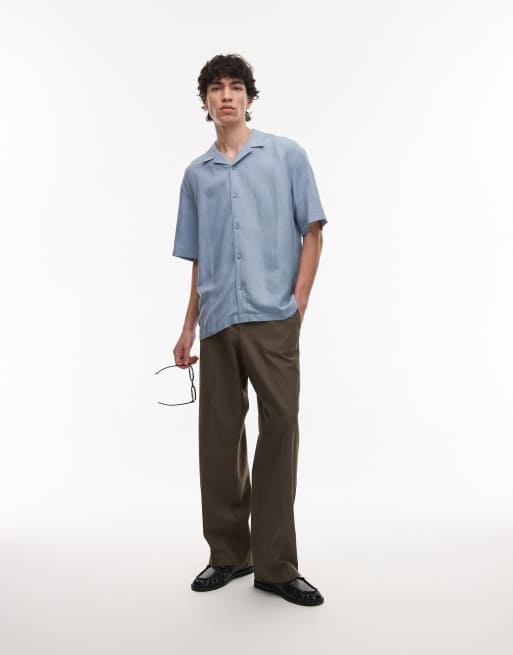 Chemise Topman Manches Courtes Bleue Taille XS - Occasion En Très Bon état