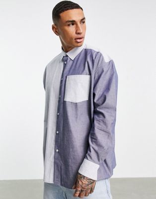 Chemises Topman - Chemise oversize effet coupé-cousu à rayures