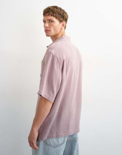 Topman - Chemise oversize en tissu texturé style éponge à manches courtes - Lilas délavé, 2 de 5