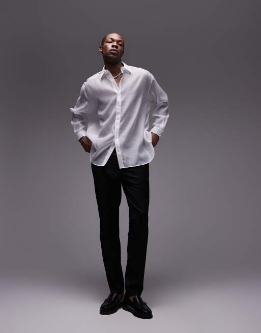 Chemise En Maille Transparente Pour Hommes – Manches Longues – Haut Décontracté Clubwear – Multicolore