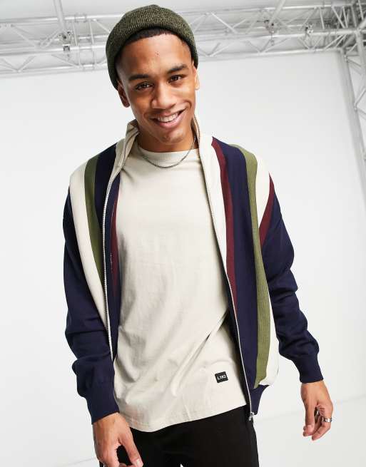 Topman zip through cardigan in navy