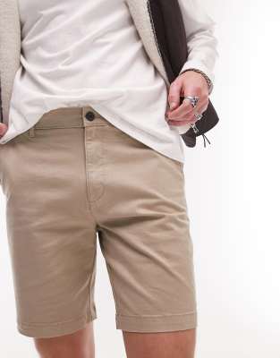Topman skinny chino short in stone - ASOS Price Checker