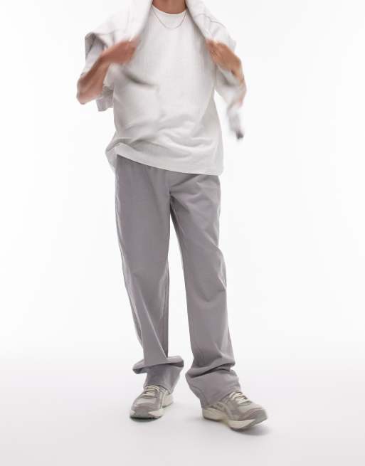 Topman - Chino dritti grigi con fascia in vita elasticizzata