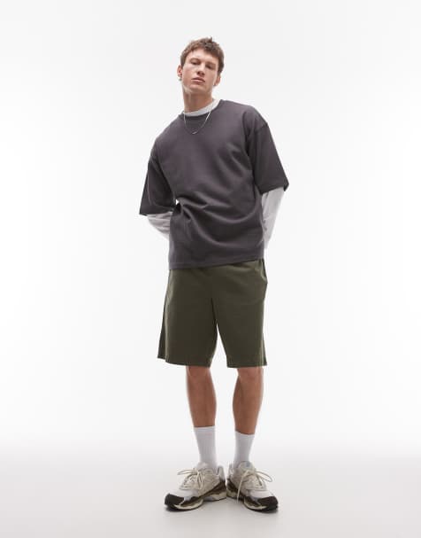 Topman – Chino-Shorts aus gewaschener Baumwolle in Khaki - view 1