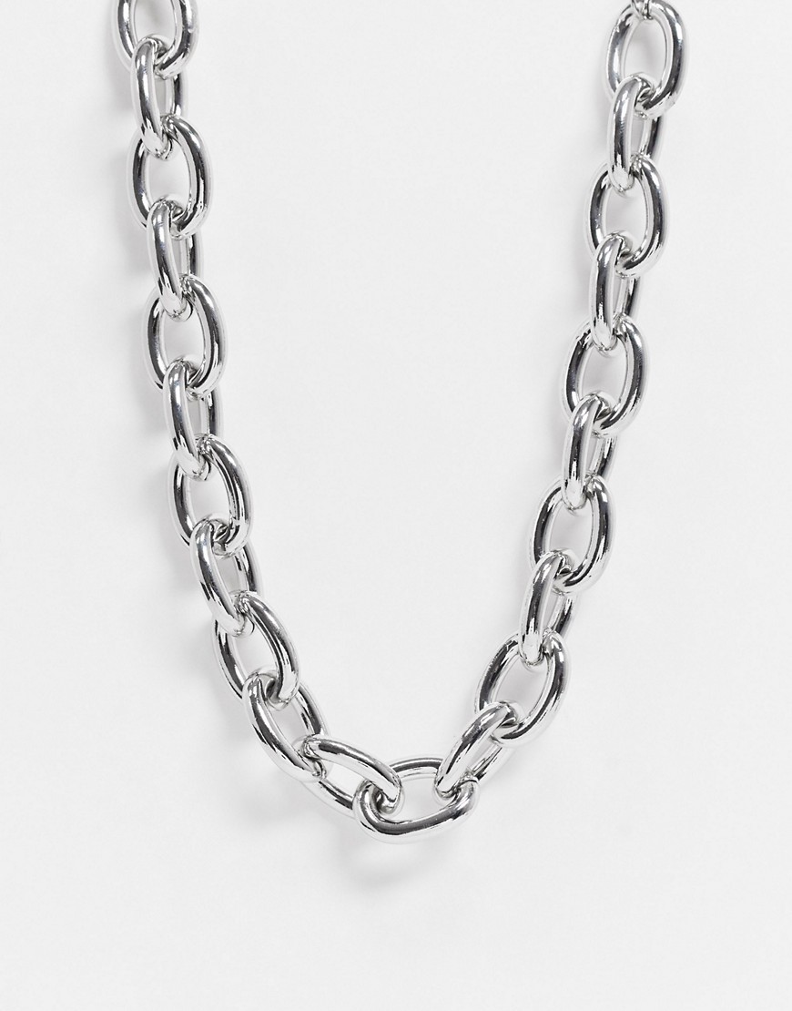 Topman Choker Neckchain In Silver With Oval Links