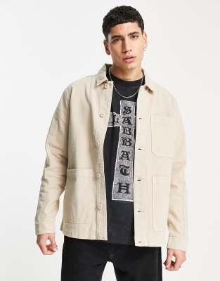 Topman chore jacket in stone