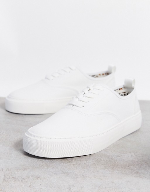 Topman chunky canvas trainers with rubber sole in white