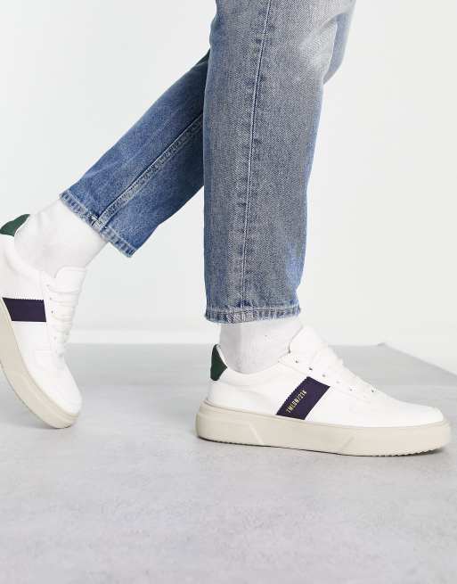 Topman chunky drone stripe trainers in navy