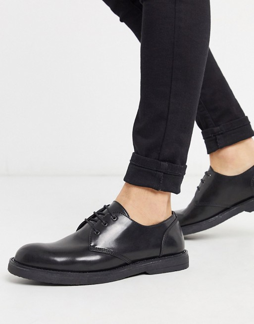 Topman chunky lace up shoe in black