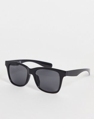 Topman chunky square sunglasses in black