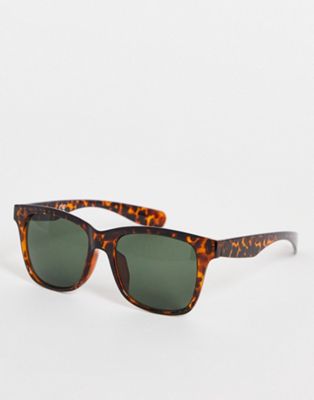 Topman chunky square sunglasses in tiger tort