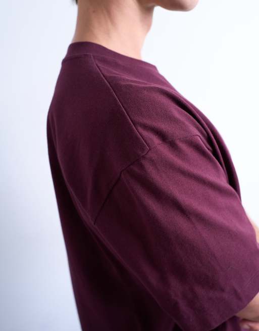 Topman – Ciemnobordowy T-shirt o luźnym kroju, 4 z 5