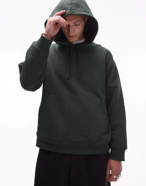 Topman – Ciemnozielona bluza oversize z kapturem - view 1