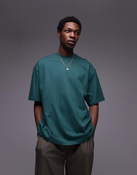 Topman – Ciemnozielony T-shirt extreme oversize - view 1