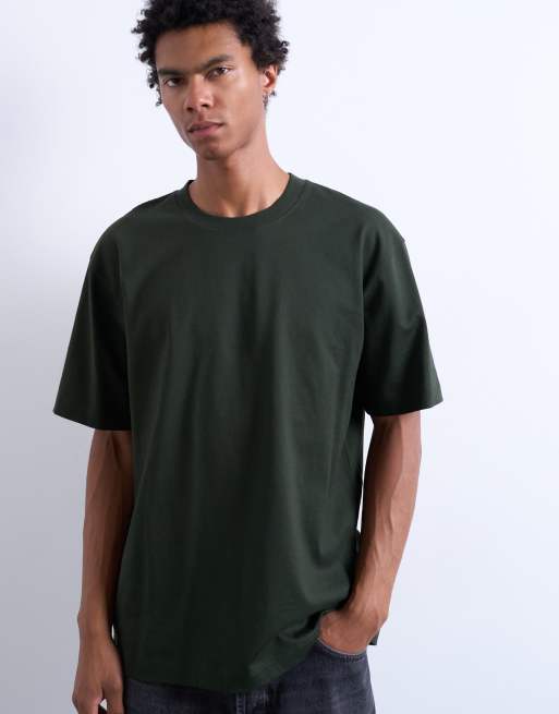 Topman – Ciemnozielony T-shirt o luźnym kroju , 2 z 5