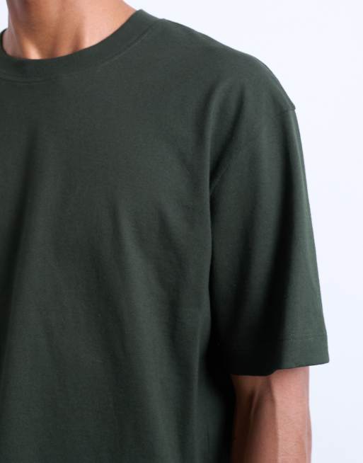 Topman – Ciemnozielony T-shirt o luźnym kroju , 3 z 5