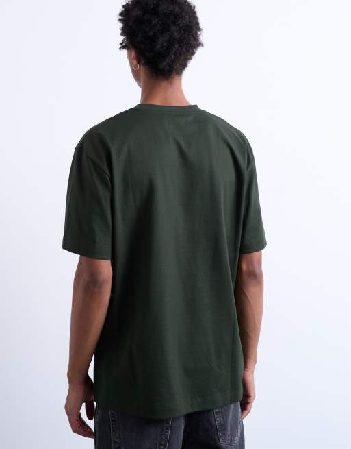 Topman – Ciemnozielony T-shirt o luźnym kroju , 5 z 5