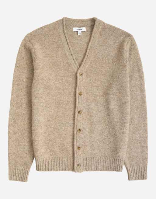 Topman classic fit børstet strikket cardigan i oatmeal, 6 af 7