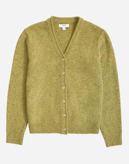 Topman classic fit brushed knit cardigan in green, 6 of 7