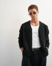 Topman classic fit brushed knitted cardigan in black