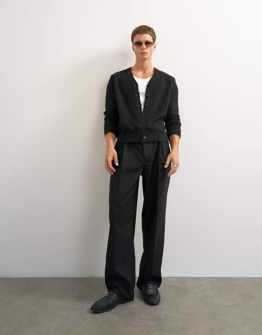 Topman classic fit brushed knitted cardigan in black, 2 of 5