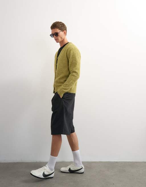 Topman classic fit brushed knitted cardigan in green, 2 of 5