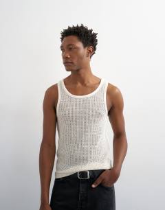 Classic fit crochet vest in ecru