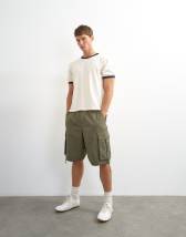 Topman classic fit crop ringer t-shirt in ecru
