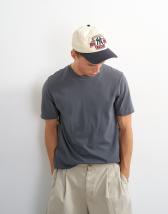 Topman classic fit distressed raw hem t-shirt in charcoal