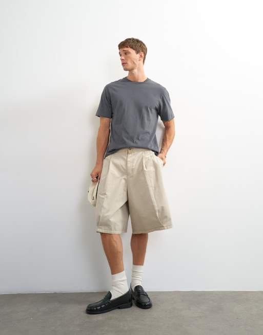 Topman classic fit distressed raw hem t-shirt in charcoal, 5 of 5