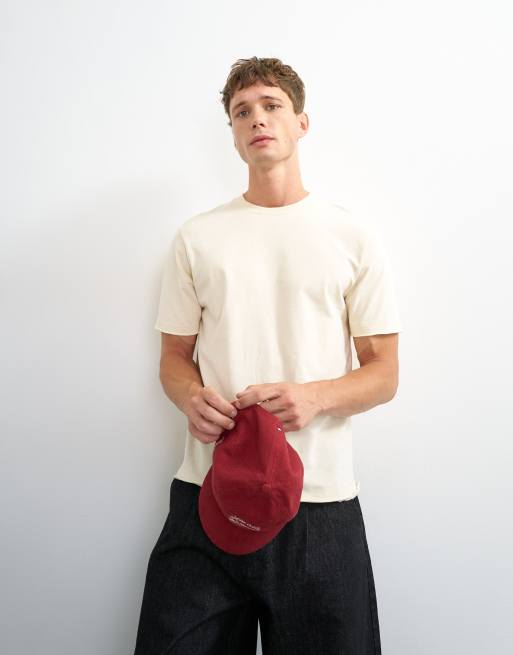Topman classic fit distressed raw hem t-shirt in ecru, 4 of 5
