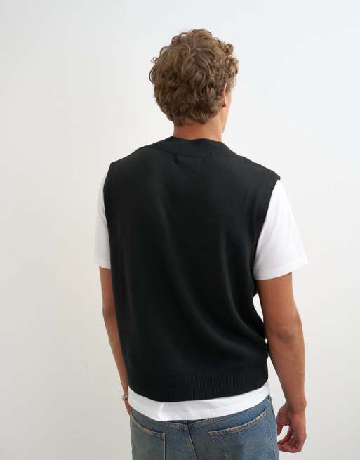 Topman classic fit finstrikket tanktop i sort, 5 af 5