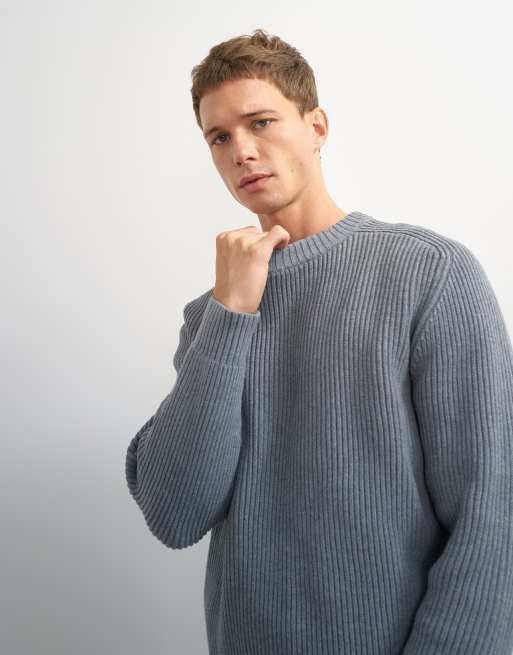 Topman classic fit fisherman knit sweater in gray, 4 of 7