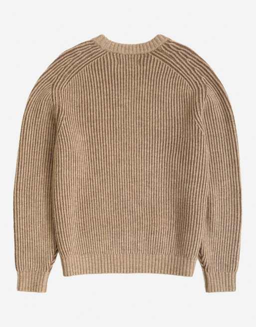 Topman classic fit flettet fiskerstriktrøje i oatmeal, 7 af 7
