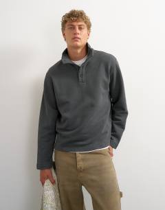 Classic fit funnel neck sweatshirt in charcoal