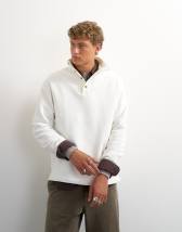 Topman classic fit funnel neck sweatshirt in washed ecru