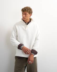 Classic fit funnel neck sweatshirt in washed ecru