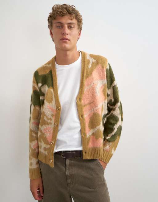 Topman classic fit gebreid vest met abstract camopatroon in stone, 2 van 5