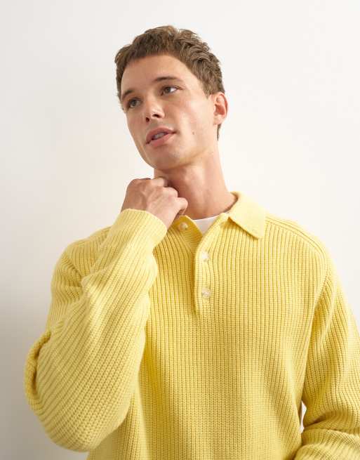 Topman classic fit knit polo in yellow, 2 of 5