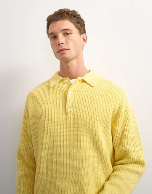 Topman classic fit knit polo in yellow, 5 of 5