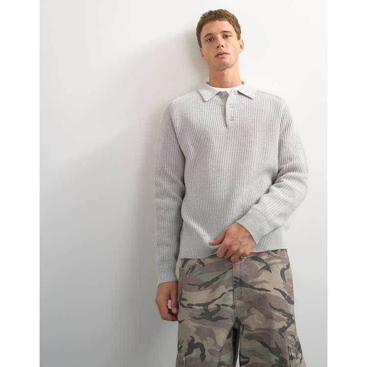 Topman classic fit knit polo shirt in gray | ASOS