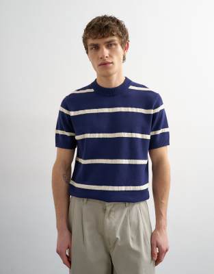 Topman Classic Fit Knit Striped T-shirt In Multi