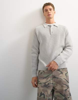 Topman Classic Fit Knitted Polo In Gray