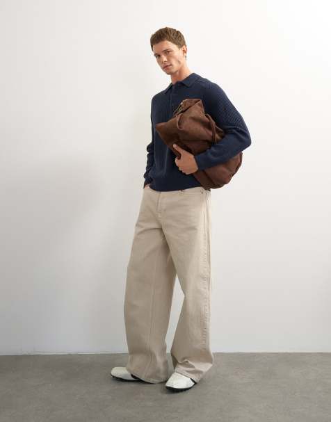 Topman classic fit knitted polo in navy - view 1