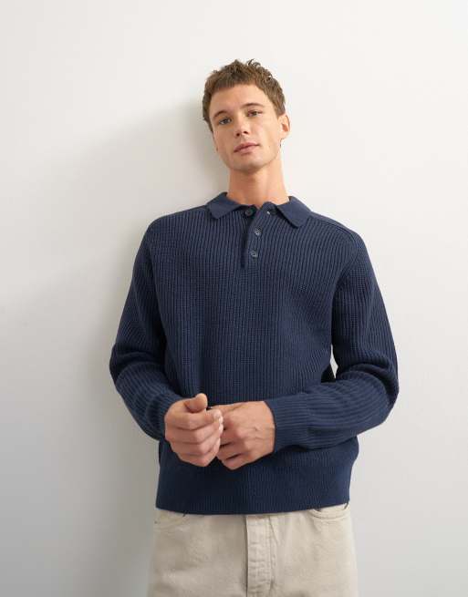 Topman classic fit knitted polo in navy, 2 of 5