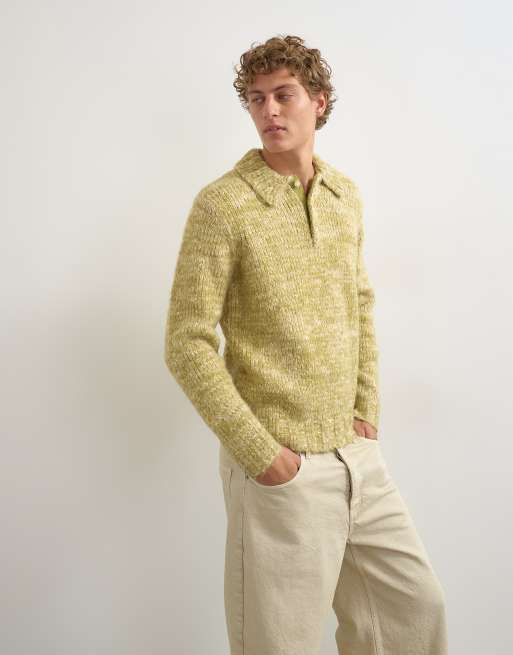 Topman classic fit knitted twist polo in light green, 2 of 5